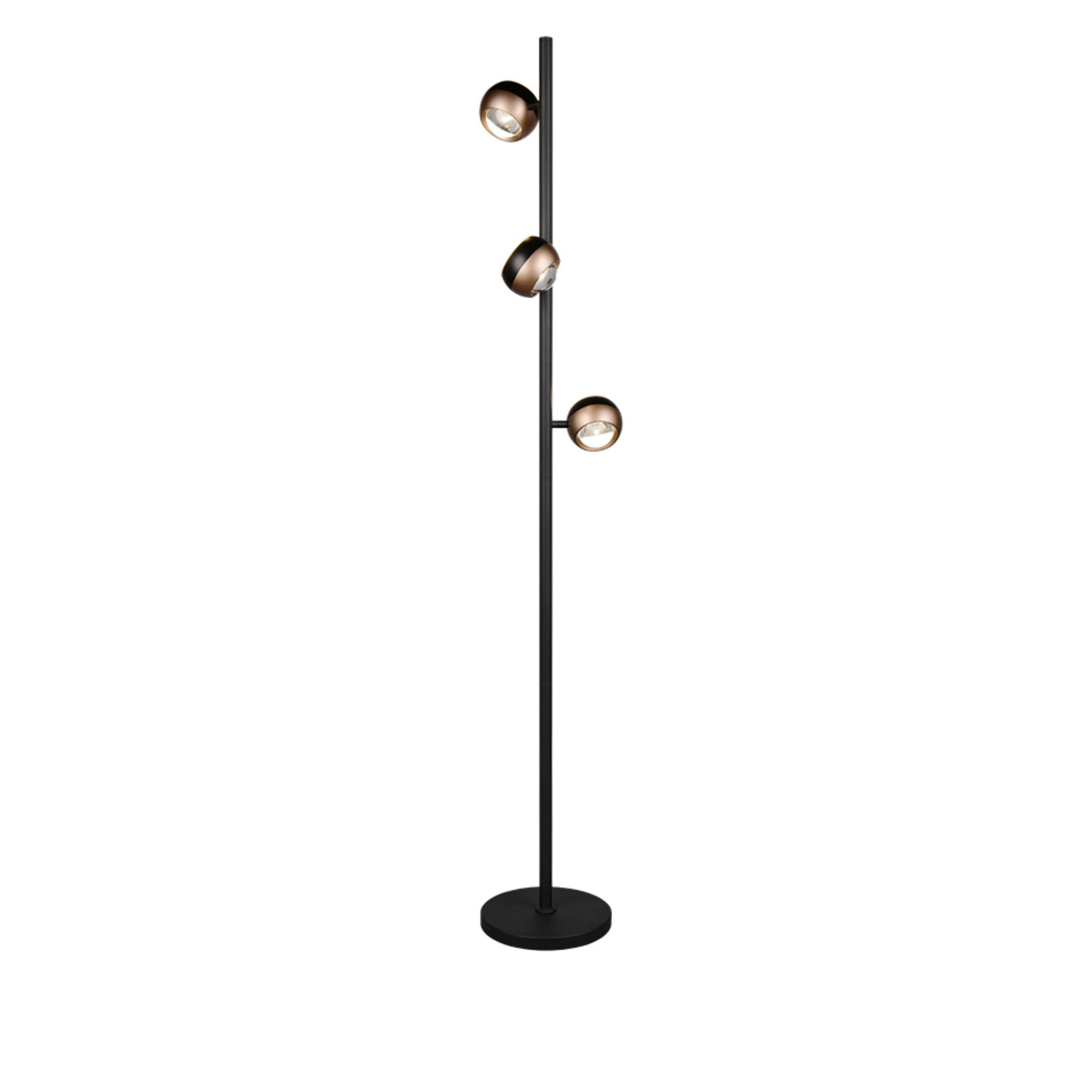 TRIO Orbit LED lattiavalaisin 3-os - mattamusta/kahvi